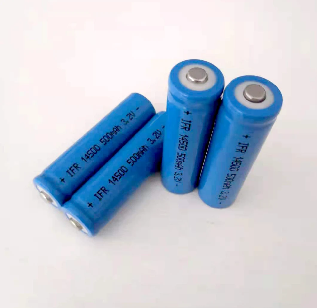 Rechargeable LiFePO4 Battery Ifr 14500 3.2V 500mAh AA Cell for Torch