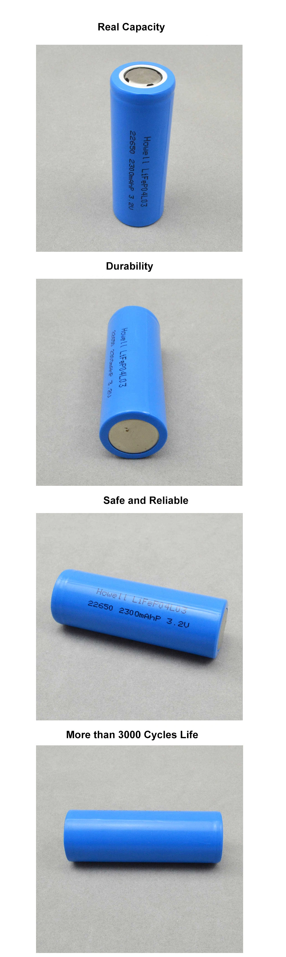 22650 Lithium Iron Phosphate LiFePO4 Battery Cell 3.2V 2300mAh