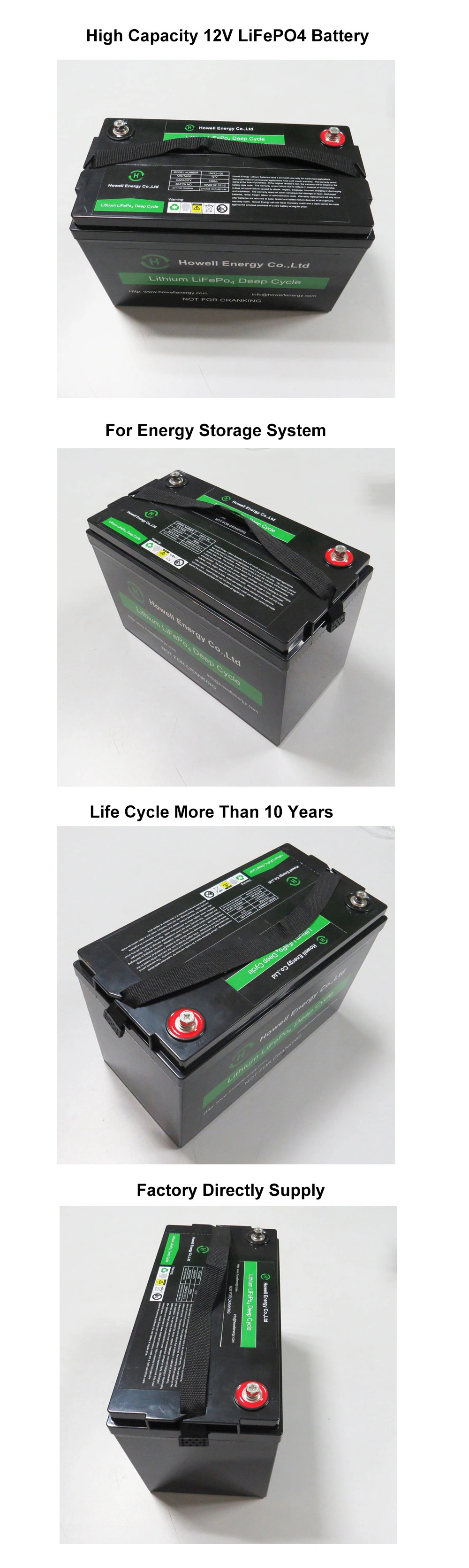 Factory Direct Supply Deep Cycle Lithium LiFePO4 12V 120ah Battery Pack for EV RV