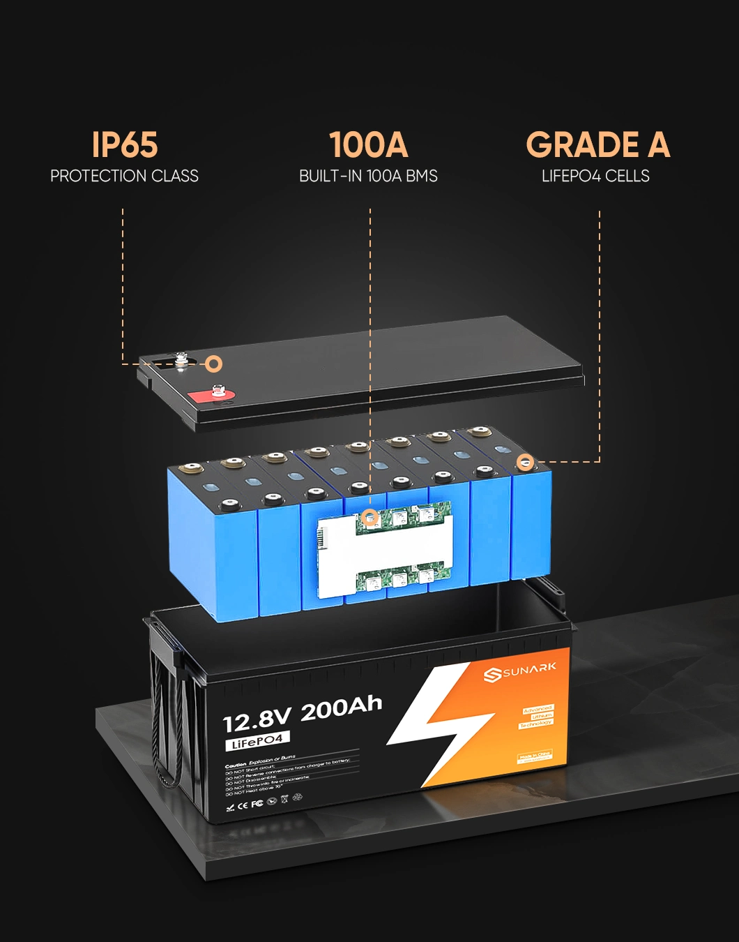 Sunark 40ah Lithium Titanate Battery Lto 12V 400ah LiFePO4 Battery 12 V 400 Ah